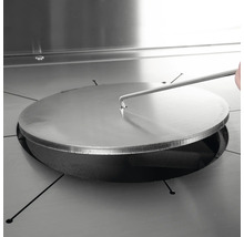 Runder Deckel aus Metall mit Hebewerkzeug für Grill