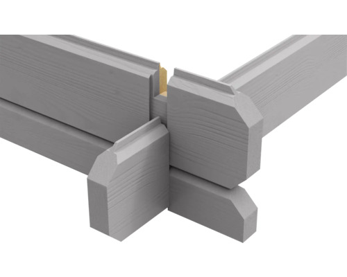 Detailansicht einer Holzkonstruktion mit Eckverbindungen