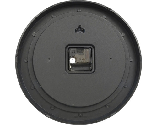 Rückseite einer Wanduhr mit Uhrwerk und Aufhängung