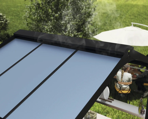 Terrassenüberdachung mit Grillplatz im Garten