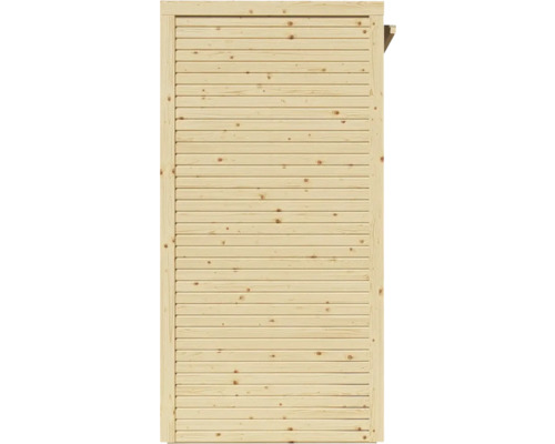 Holztür für ein Gartenhaus mit horizontalen Brettern