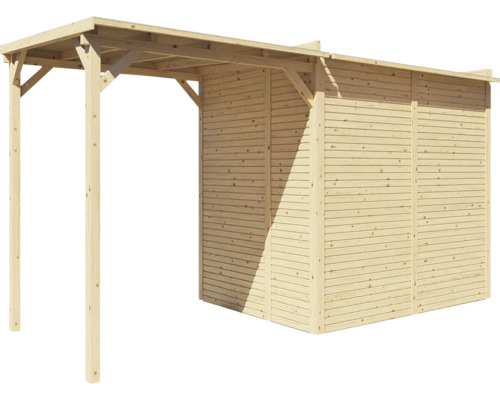 Holzunterstand mit Überdachung und Seitenwänden