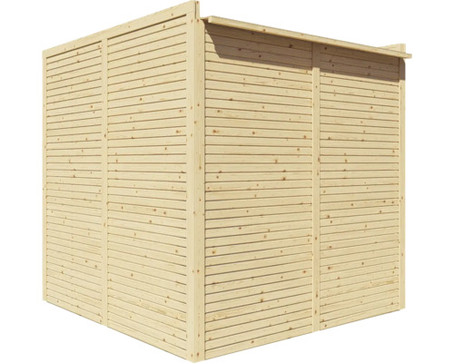Holzgartenhaus mit Lamellenstruktur