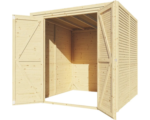 Offener Holz Geräteschuppen mit Doppeltür