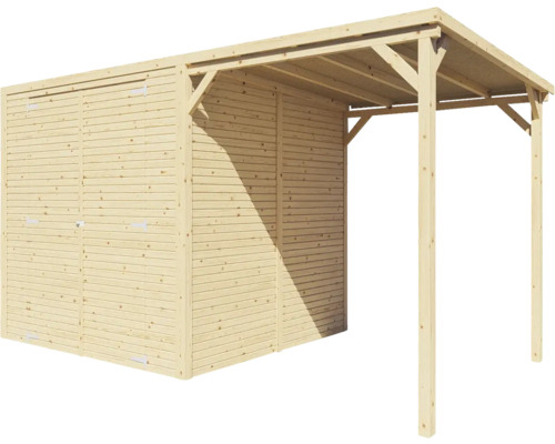 Holzgarage mit angebautem Carport