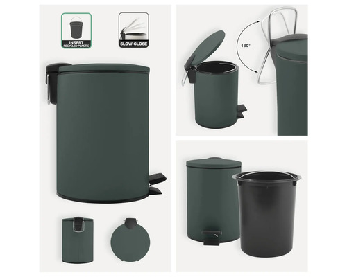 Treteimer mit Einsatz aus recyceltem Kunststoff und Absenkautomatik