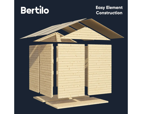 Bertilo Gartenhaus Bausatz mit einfacher Elementkonstruktion