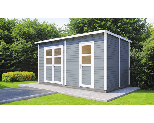 Gartenhaus Bertilo Laisholm 2 inkl. Fußboden 462 x 265 cm hellgrau exclusiv bei Hornbach Gartenhaus Bertilo Laisholm 2 inkl. Fußboden 462 x 265 cm hellgrau exclusiv bei Hornbach