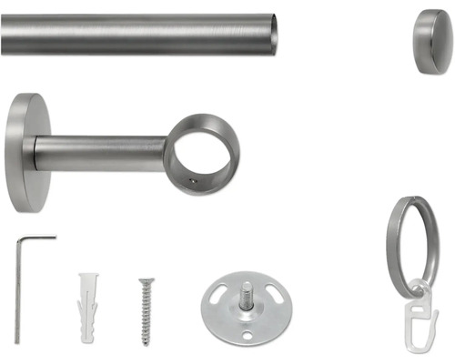 Gardinenstangenset mit Stange, Trägern, Endstücken, Ringen und Befestigungsmaterial