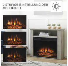 Dekorativer Elektrokamin mit dreistufig einstellbarer Helligkeit und Holzoptik