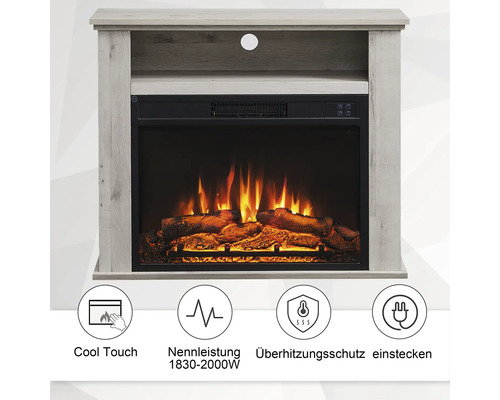 Elektrokamin mit Holzoptik und Überhitzungsschutz