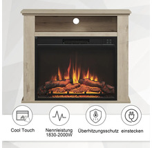 Elektrischer Kamin mit Holzdekor und Flammenillusion