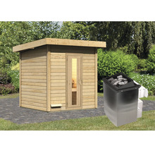 Außensauna aus Holz mit Saunaofen
