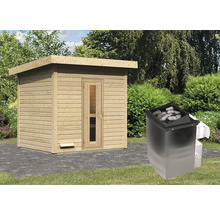 Holzsauna mit Saunaofen für den Garten