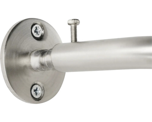 Gardinenstangenhalterung mit Schrauben zur Wandbefestigung.