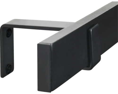 Schwarze Rechteckrohr-Garderobenstange mit Träger zur Wandmontage