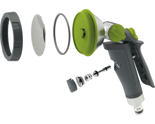 Explosionszeichnung einer Gartenspritze mit verschiedenen Einzelteilen