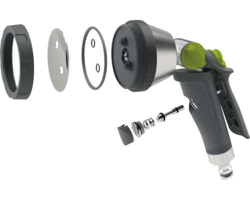 Explosionszeichnung einer Gartenspritze mit den Einzelteilen