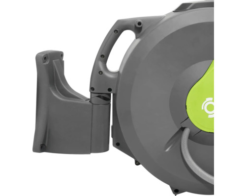 Graue Schlauchtrommel mit Wandhalterung