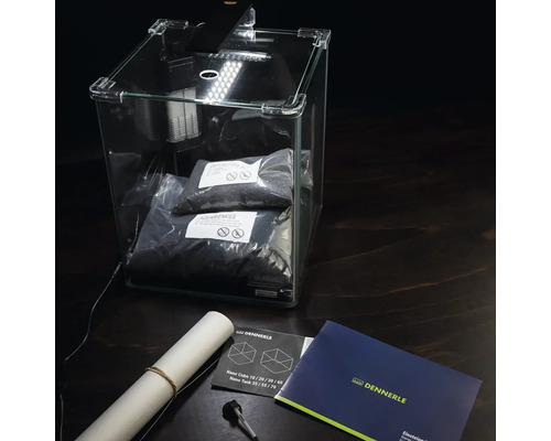 Dennerle Nano Cube Komplett Set mit Aquarium, Kies, Filter und Beleuchtung