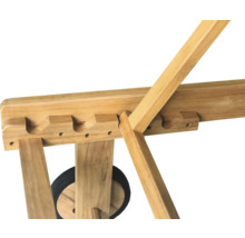 Sonnenliege GARDEN PLACE Alva 198 x 72 x 43 cm natur aus robustem Teakholz, Rückenlehne verstellbar, mit Rollen, inkl. ausziehbarer Beistelltisch