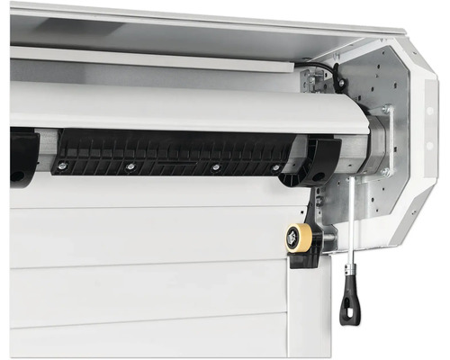 Detailansicht eines Rollladensystems mit Mechanismus