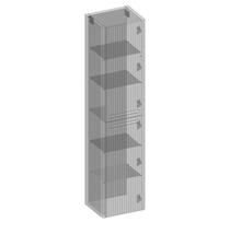 Badezimmerschrank mit mehreren Regalen und Handtuchhalter