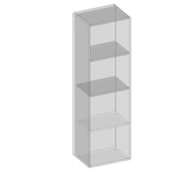 Schmaler Hochschrank mit drei Einlegeböden für Badezimmer oder ähnliche Räume.