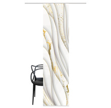 Schiebetür mit abstraktem Wellenmuster in Weiß und Gold