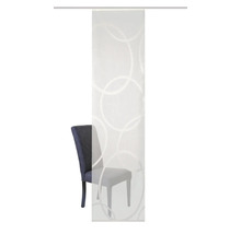 Schiebegardine mit Kreismuster und Stuhl