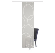 Schiebegardine mit Kreisdesign vor einem Stuhl