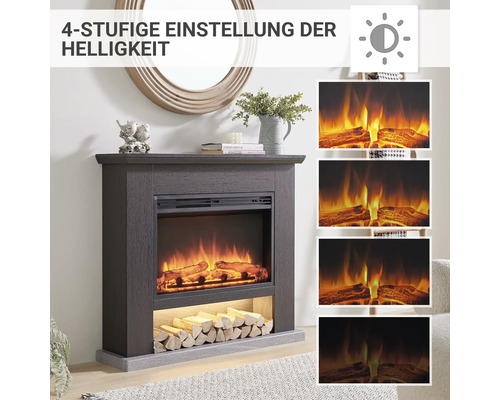 Dekorativer Elektrokamin mit vierstufiger Helligkeitseinstellung