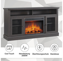 Elektrischer Kamin mit Ablagefächern und Glastüren