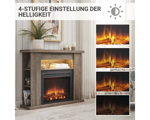 Dekorativer Elektrokamin mit vierstufiger Helligkeitseinstellung