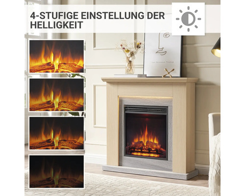 Dekorativer Elektrokamin mit vierstufiger Helligkeitseinstellung