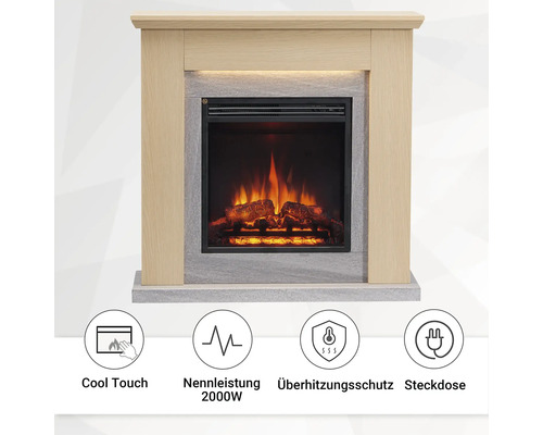 Elektrokamin mit Kaminumrandung und Kühlkörpertechnologie