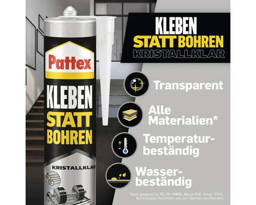 Pattex Kleben statt Bohren Montagekleber Kartusche mit Eigenschaften und Anwendungsbereichen