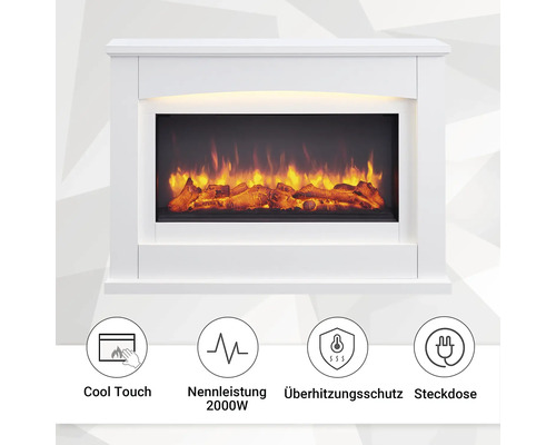 Elektrischer Kamin mit Flammenillusion und Sicherheitsfunktionen