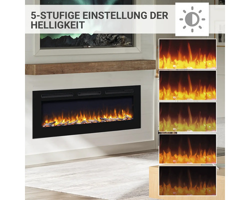 Elektrischer Kamin mit fünf Helligkeitsstufen