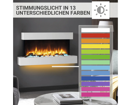 Elektrischer Kamin mit 13 verschiedenen Stimmungsfarben