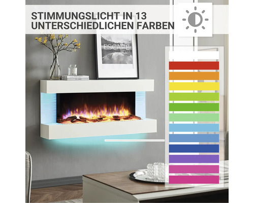 Dekorativer Elektrokamin mit 13 verschiedenen Farben zur Stimmungsbeleuchtung