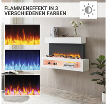 Wandkamin mit Flammeneffekt in drei verschiedenen Farben