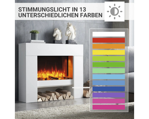 Elektrokamin mit 13 verschiedenen Farben für stimmungsvolles Licht