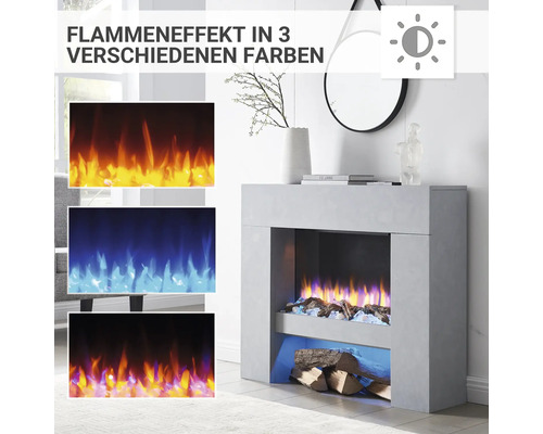 Dekorativer Elektrokamin mit drei verschiedenen Flammeneffekten