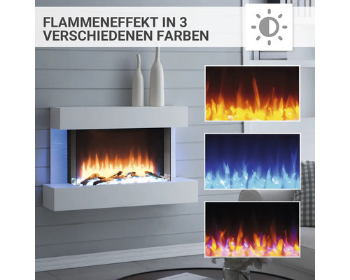 Elektrischer Wandkamin mit Flammeneffekt in drei Farben
