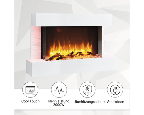 Elektrischer Kamin mit simulierten Flammen und Holzscheiten