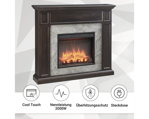 Dekorativer Elektrokamin mit Überhitzungsschutz, Kühleberührungsfunktion und 2000 Watt Nennleistung