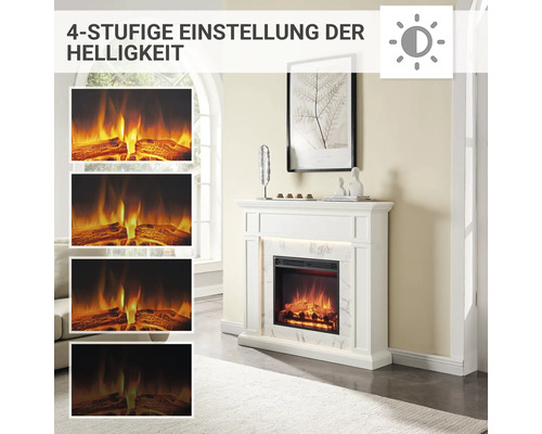 Elektrischer Kamin mit simuliertem Feuer und vier Helligkeitsstufen