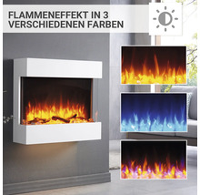 Elektrischer Kamin mit Flammeneffekt in drei verschiedenen Farben
