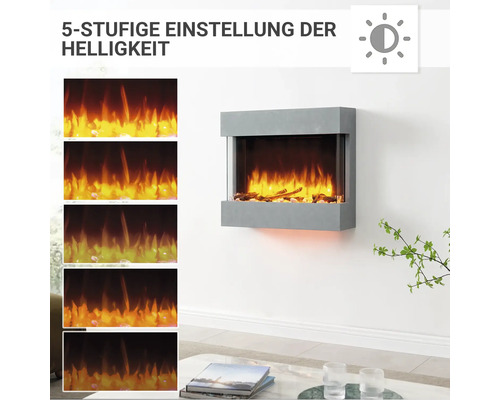 Elektrischer Kamin mit fünf Helligkeitsstufen